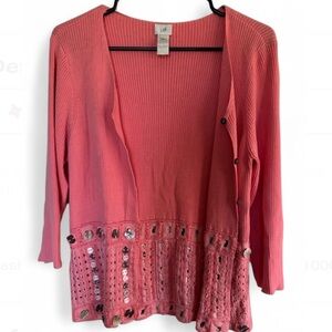 J. Jill Coral Button-Up Women's Cardigan